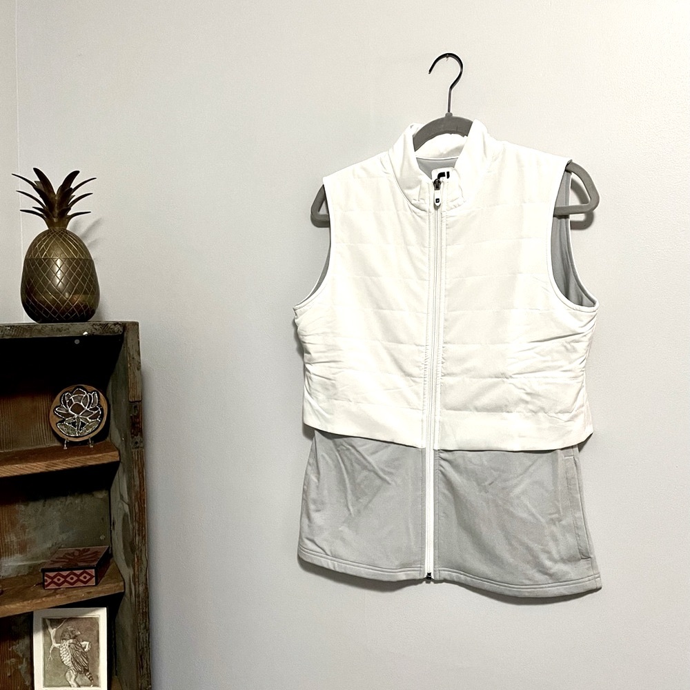 White and Gray Sleeveless Vest
